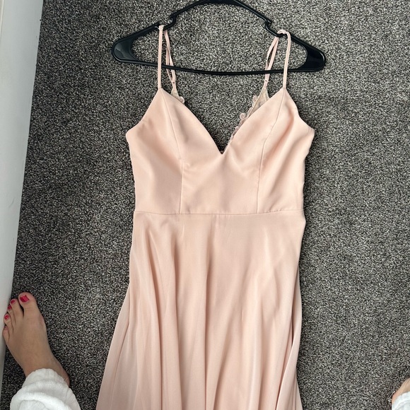 Lulus Romantic Ways Blush Pink Lace Button Up Back Dress - Picture 5 of 11